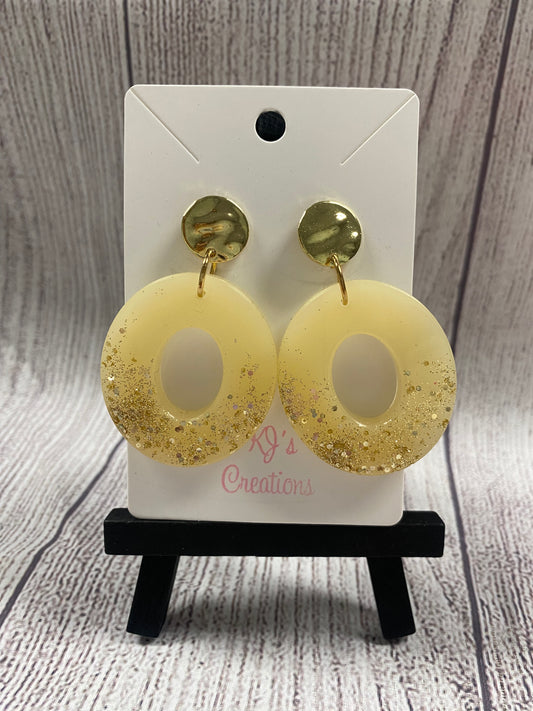 Round Natural Glitter Dipped Earrings