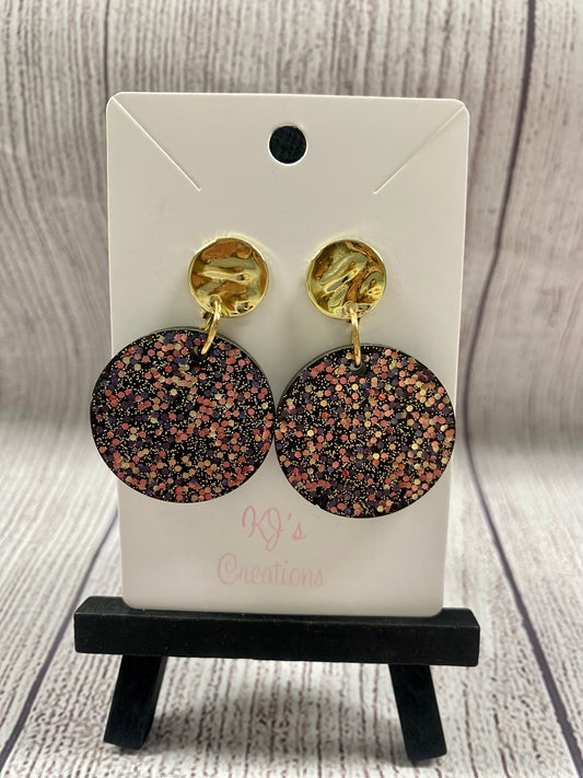 Small Round Glitter Earrings